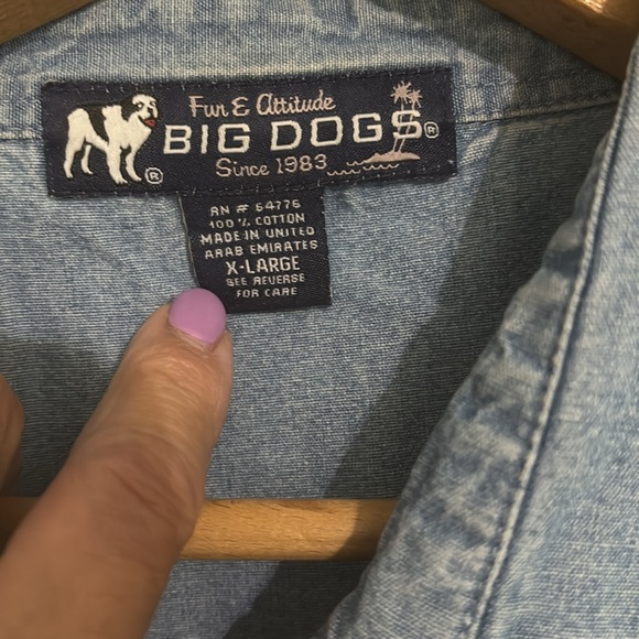 Big Dogs Denium  Blue Sleeveless Button Down Shirt size XL - Picture 3 of 6